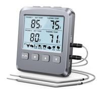 CIRYCASE Double Sonde Thermometre Cuisine Numérique, Thermometer Cuisson avec Grand Écran LCD Rétroéclairé & Alarme, Lecture Rapide, Thermomètre Barbecue Viande pour Grill Fumoir Patisserie Four