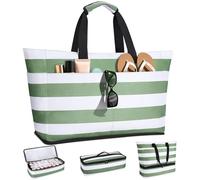 CIRYCASE Grand Sac de Plage XXL avec Isotherme, 54L Cabas de Voyage Femme/Famille/Fille Pliable Étanche, Compartiment Sec-Humide, Sac Fourre Tout Sacs de Sport pour Vacance Courses Piscine Pique-Nique