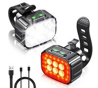 CIRYCASE Lumiere Velo avec Spot et Faisceau d'Inondation, 2×4 + 2×6 Modes | Kit de Lampe Vélo LED Rechargeable par USB, Étanche IP65, Éclairage Velo Avant et Arrière pour Cyclisme VTT Vélo de Nuit