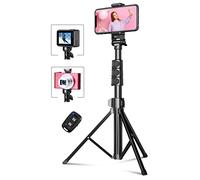 CIRYCASE Trepied Smartphone, 142cm Extensible Perche a Selfie Trepied Aluminium avec Télécommande Bluetooth et Support de Téléphone Universel Compatible avec iPhone, Galaxy, Appareil Photo et Gopro