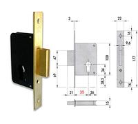 1 X CARRÉ LAITON B. F.MM 22 F.SAGOM M2 E.MM 50 SERRURE À MORTAISE EN BOIS 52310 CISA