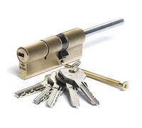 CISA 10E307900000C5, cylindre européen Asix, laiton broyé, 50/30 mm, prédisposition pour bouton avec tige raccourciable, 5 clés