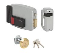 CISA 111610601, serrure électrique à appliquer, 12 V, peint gris aluminium, entrée 60, main droite, cylindre standard