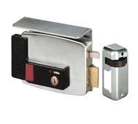 CISA 111731501, Serrure électrique à appliquer, entrée 50 mm, verrou à manivelle manuelle, toit de protection, sous-bouche, bouton, loquet à jour, main droite
