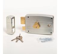 CISA - Serrure de porte en fer à appliquer 15057160279 - Serrure en acier galvanisé avec cylindre et cadre de poignée passant - Serrure de porte extérieure Entrée 60 - Main Gauche Appliquer