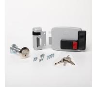 CISA - Serrure électrique à appliquer 111610802N7 - Électroserrature CISA en acier peint avec bouton intérieur - Serrure de portail extérieure électrique entrée 80 réglable - Main gauche