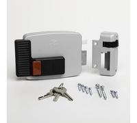 CISA - Verrou électrique à appliquer 111611601N7 - Electroserration CISA en acier verni avec bouton intérieur - Serrure portail extérieur électrique entrée 60 réglable