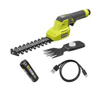 RYOBI Cisaille à Gazon et Sculpteur de Végétaux 4V USB Lithium RY4CGSA-120 - Taille Buis, Bordures, Topiaires et Petits Arbustes, Lames Interchangeables, Batterie 2,0 Ah USB-C Incluse