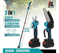 Cisaille électrique, scies à chaîne à poteau télescopique électrique, sécateur 3 en 1 haut avec outil de taille de jardin à affichage numérique Two batteries