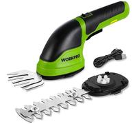 Cisaille Sculpte-Haie et Taille-Herbes sans Fil 3,6V WORKPRO, Cisaille a Gazon avec 2 Lames, Largeur/Longueur de Coupe 7,5 cm/12 cm, Batterie 2000mAh et Type C, pour Coupe, Elagage, Vert Noir