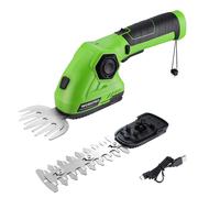 WORKPRO Cisaille Sculpte-Haie et Taille-Herbes sans Fil 7,2V, avec 2 Lames, Largeur/Longueur de Coupe 9,7 cm/14 cm, Poignée Rotative à 180°avec Batterie 2000 mAh et Câble de Charge