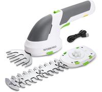 WORKPRO Cisaille Sculpte-Haie et Taille-Herbes sans Fil 7,2V, Cisaille à Gazon avec 2 Lames, Taille Haie Electrique 2 en 1 avec Batterie 2000 mAh, Câble de Charge(Blanc)