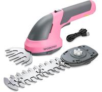 WORKPRO Cisaille Sculpte-Haie et Taille-Herbes sans Fil 7,2V, Cisaille à Gazon avec 2 Lames, Taille Haie Electrique 2 en 1 avec Batterie 2000 mAh, Câble de Charge(Rose)