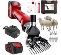 Cisailles à moutons électriques sans fil professionnelles à 6 vitesses avec batterie rechargeable et lames de rechange (13TOOTHSTRAIGHTBLADE)