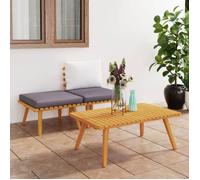 vidaXL Salon de jardin 3 pcs avec coussins Bois d'acacia massif