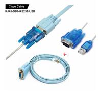Cisco Câble De Console Câble Série Rj45 à DB9 et RS232 à USB (2 en 1) Pour Périphérique Cisco 1.8M + 1M,Bleu