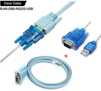 Cisco Câble De Console Câble Série Rj45 à DB9 et RS232 à USB (2 en 1) Pour Périphérique Cisco 1.8M + 1M