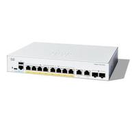 Cisco Catalyst 1300-8P-E-2G - Commutateur - C3 - Géré - 8 x 10/100/1000 (PoE+) + 2 x combinaison Gigabit SFP/RJ-45 - Montable sur rack - PoE+ (60 W) G