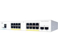 Cisco Commutateur réseau Catalyst 1000-16P-2G-L, 16 Ports GbE PoE+, consommation PoE 120 W, 2 Ports de Liaison Montante 1G SFP, sans Ventilateur, Garantie à Vie limitée améliorée (C1000-16P-2G-L) Taille Unique Blanc