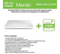 Cisco Meraki Mr42 Cloud-MNG on Wless AP + 3Yr de Licence d'entreprise et de Prise en Charge