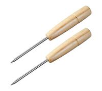 Ciseau à Glace Manche Bois 2 Pièces Portable en Acier Inoxydable | Outil Léger pour Cocktails, Bords Lisses, Usage Professionnel, Aliments Congelés et Moules