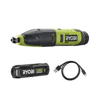 Ryobi Ciseaux à bois RPC4-120G – 4V USB Lithium, batterie 2 Ah, vitesse variable, 3 gouges