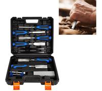 Ciseaux à bois - DAYPLUS - 10 Pcs Sculpture- Poignées en bois poli - CR-V - Coffret de ciseaux a bois - 6/13/19/25/32/38mm