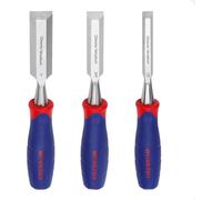 Ciseaux à Bois en Cr-V 3 Pièces WORKPRO, Matériel de Qualité, Poignée Bi-matière pour Menuiserie Sculpture 13, 19 et 25 mm