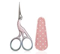Ciseaux à broder, petits ciseaux cigogne en acier inoxydable pour couture point de croix couture fil avec housse PU - Rose