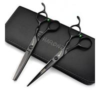 Ciseaux à cheveux professionnels et ensemble de ciseaux à cheveux - noir - acier inoxydable j44c 5.5 "/ 6" 7/7.5" (5.5 pouces 2 pièces)