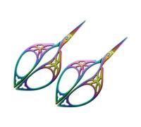 Ciseaux À Coudre En Acier Inoxydable, 2 Pièces, À Feuilles Colorées, Rétro, Pour Couture, Broderie, Bricolage, Artisanat, Tendance