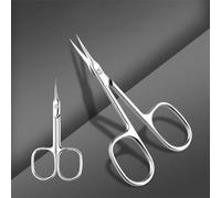 Ciseaux à cuticules ergonomiques - Acier inoxydable professionnel, coupe-ongles, conception universelle pour gauchers et droitiers, argenté