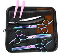 Ciseaux à dents colorées à vis de 15,2 cm de haut, coupes plates, coupes franges, coupes de cheveux fins (couleur)