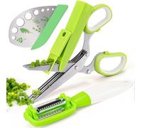 Ciseaux À Herbes, Ciseaux À Feuilles En Acier Inoxydable, Ciseaux De Cuisine À 5 Lames Pour Couper Poulet, Volaille, Poisson, Viande, Légumes, Chou Frisé, Persil, Romarin, Etc.