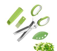 Ciseaux à Herbes, Ciseaux de 5 Lames Ciseaux Fines Herbes, Ensemble de Ciseaux à Herbes, avec Couvercle de Sécurité, Postuler à Pour Râper Les Légumes, Le Papier, La Coriandre (Vert)