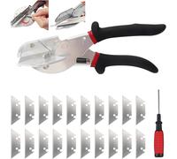 Ciseaux à Onglets Multifonctions,Cisaille à Onglet à Angle 45 °-135 °,Ciseaux à Goulotte pour une Coupe Précise,pour Couper Bois Tendre/PVC,y Tournevis Inclus et 20 Lames de Rechange