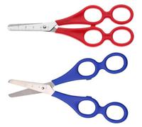 Ciseaux à Quatre Trous,Ciseaux DIY pour Enfants,Ciseaux d'entraînement,Ciseaux de bricolage ronds à double poignée,Enfants à Quatre Trous pour étudiants,Rouge,Bleu,2PC,Kiuiom