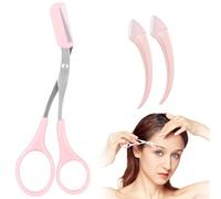 Ciseaux à sourcils avec peigne, 2025 - Ciseaux à sourcils - Outil de dermaplaning exfoliant - Pour stimuler les sourcils et la beauté des cils - Rose