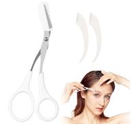 Ciseaux à sourcils avec peigne, nouveauté 2025, ciseaux à sourcils beauté, ciseaux à sourcils avec outil de dermaplaning exfoliant, pour la coupe des sourcils et la beauté des cils (Blanc)