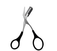 Ciseaux à sourcils professionnels de précision Avec peigne et anneaux antidérapants noirs Couleur argenté Pour homme et femme Pour taille, épilation, soins, mise en forme
