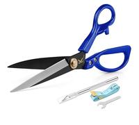 Ciseaux à tissu professionnels Homlynn 26,5 cm - Ciseaux de couture en acier au carbone, style incurvé, pour jeans, cuir, couture, broderie et artisanat, noir