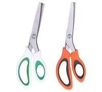 Ciseaux à Tissus Dentelés Ondulés, 2 Pièces, Acier Inoxydable, Poignées Ergonomiques Orange et Vert - Lames Tranchantes et Polyvalentes, Confort et Précision pour Couture et