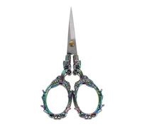Ciseaux Artisanaux Arc-en-ciel en Acier Inoxydable Vintage Précision | Pointe Fine pour Découpe Précise, Motif Vigne Gravé, Usage Bricolage Maison et Papier