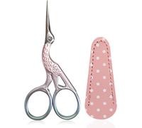 Ciseaux Broderie,Ciseaux en Acier Inoxydable Cigogne Petit Métier Ciseaux pour Couture Point de Croix Aiguille pu Ciseaux Housse-Couleur Rose