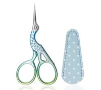 Ciseaux Broderie en Acier Inoxydable Cigogne - Petit Métier pour Couture, Point de Croix, Aiguille - Housse Incluse - Bleu