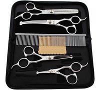 Ciseaux Chien Avec Embout rond, Lot de 5 Kit de Toilettage Pour Chien et Chat, Ciseaux Toilettage Chien Professionnel en Acier Inoxydable Pour Corps Entier, Visage, Nez, Oreille