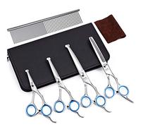 Ciseaux Chien Avec Embout rond, Lot de 5 Kit de Toilettage Pour Chien et Chat, Ciseaux Toilettage Chien Professionnel en Acier Inoxydable Pour Corps Entier, Visage, Nez, Oreille