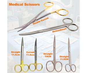 Ciseaux chirurgicaux dentaires à poignée plaquée, outils de dissection ophtalmique incurvé Metzenbaum pour les besoins chirurgicaux médicaux de dentiste Argent droit