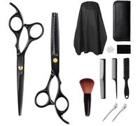 Ciseaux coiffure set : effiler professionnel, cape, peigne, barrette, accessoires cheveux/barbe