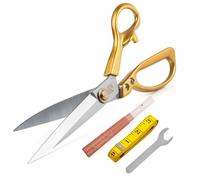 Ciseaux Couture Pointus 25,4cm - Tissu, Cuir | Lame robuste en acier à haute teneur en carbone. Accessoires inclus, pince coupante t mètre ruban.